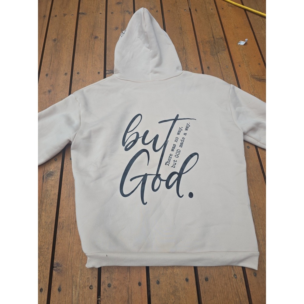 But God Made A Way Christian Hoodie Beige Pullover Faith Graphic Sweatshirt 3XL